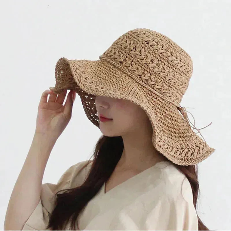 Women's Sun Hat – Lightweight Retro Straw Beach Hat | Ideal for Summer and Vacation | Skanto