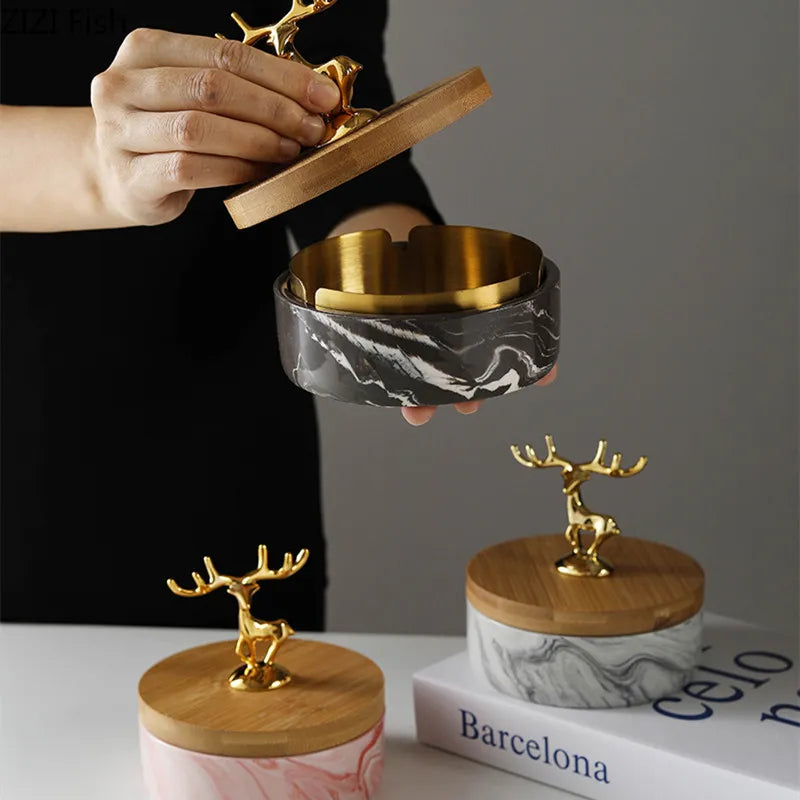 HertGlow Ceramic Ashtray – Stylish Deer Design for Desk and Living Room | Karnz