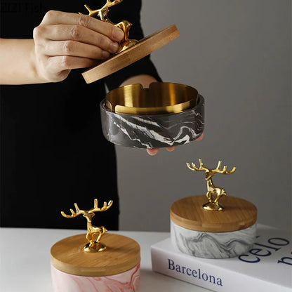 HertGlow Ceramic Ashtray – Stylish Deer Design for Desk and Living Room | Karnz
