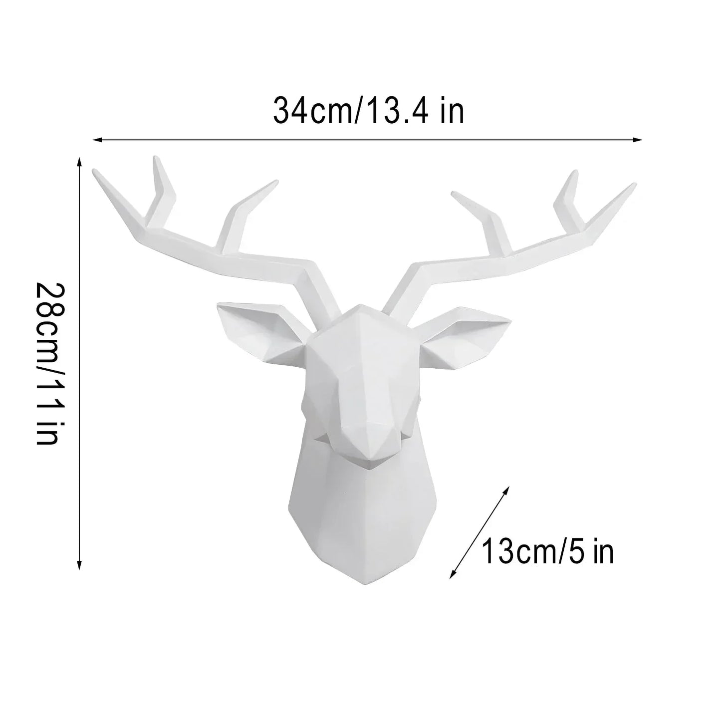 Skanto | Deer Head Sculpture Animal Statuette Figurines Wall Mount Creative Elk Art Antler Statuette for Office Decor Wall Hanging