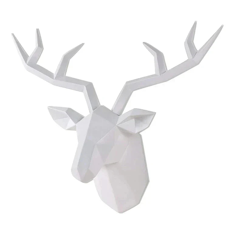 Skanto | Deer Head Sculpture Animal Statuette Figurines Wall Mount Creative Elk Art Antler Statuette for Office Decor Wall Hanging