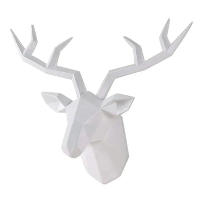 Skanto | Deer Head Sculpture Animal Statuette Figurines Wall Mount Creative Elk Art Antler Statuette for Office Decor Wall Hanging