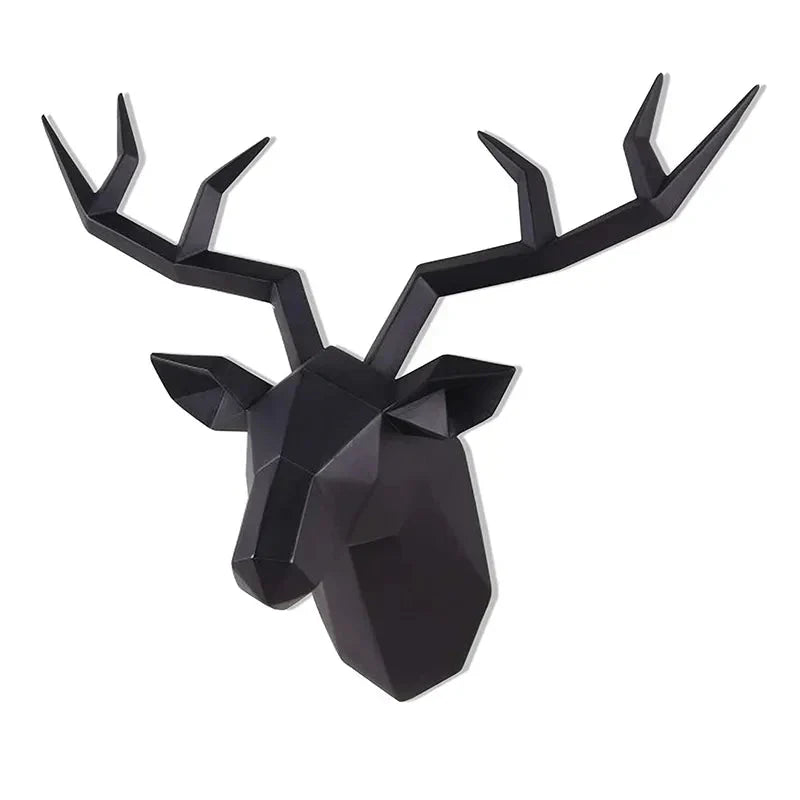 Skanto | Deer Head Sculpture Animal Statuette Figurines Wall Mount Creative Elk Art Antler Statuette for Office Decor Wall Hanging