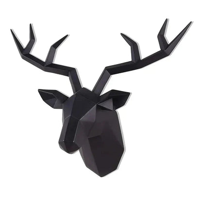 Skanto | Deer Head Sculpture Animal Statuette Figurines Wall Mount Creative Elk Art Antler Statuette for Office Decor Wall Hanging