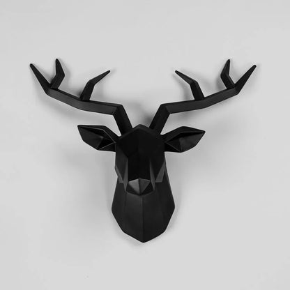 Skanto | Deer Head Sculpture Animal Statuette Figurines Wall Mount Creative Elk Art Antler Statuette for Office Decor Wall Hanging