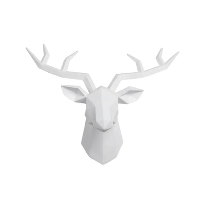 Skanto | Deer Head Sculpture Animal Statuette Figurines Wall Mount Creative Elk Art Antler Statuette for Office Decor Wall Hanging