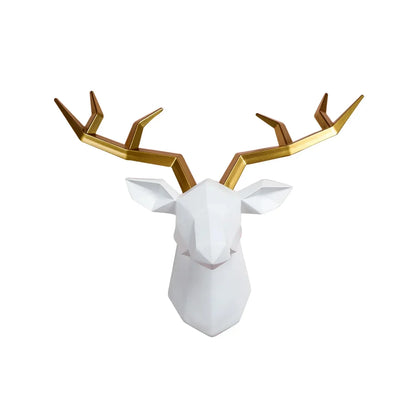 Skanto | Deer Head Sculpture Animal Statuette Figurines Wall Mount Creative Elk Art Antler Statuette for Office Decor Wall Hanging