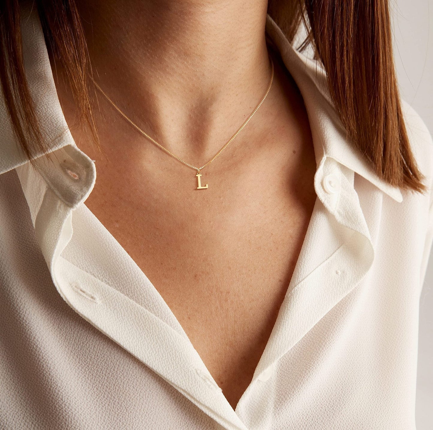 Skanto | 14k Minimal Serif Initial Necklace