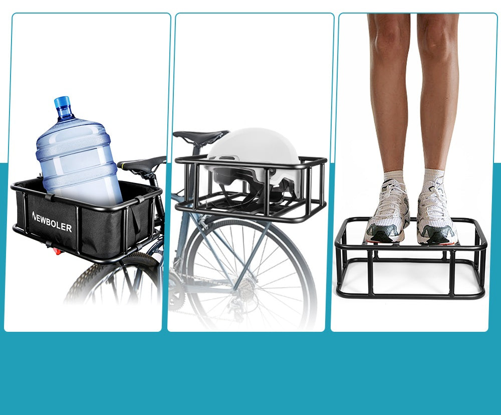 Skanto | Heavy-Duty Rear Bike Basket with Rack – Large Metal Bicycle Carrier for Groceries, Commuting & E-Bikes
