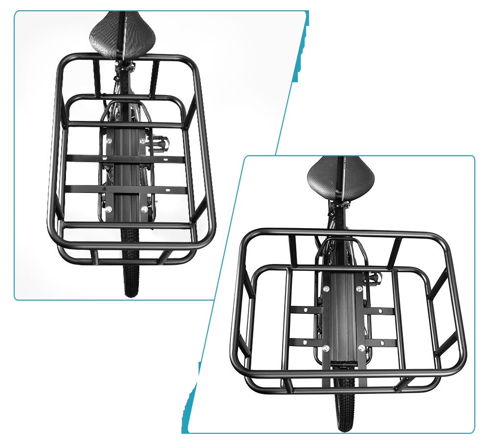 Skanto | Heavy-Duty Rear Bike Basket with Rack – Large Metal Bicycle Carrier for Groceries, Commuting & E-Bikes