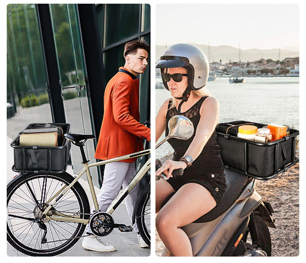 Skanto | Heavy-Duty Rear Bike Basket with Rack – Large Metal Bicycle Carrier for Groceries, Commuting & E-Bikes