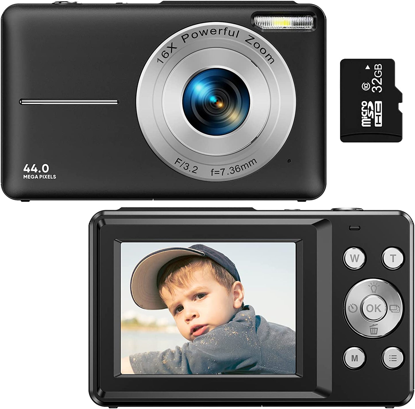 Skanto | Portable Digital Camera 1080P 44MP with 16X Zoom – Compact Vlogging Camera with LCD Screen, Rechargeable, Perfect for Teens and Students