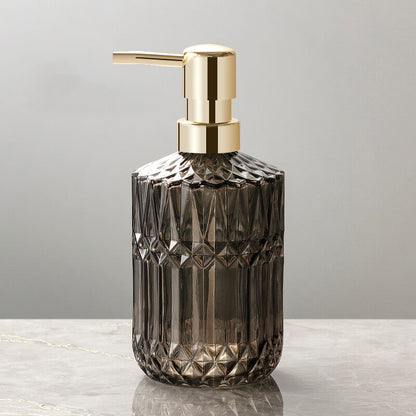 Skanto | CrystalFoam Glass Soap Dispenser | Diamond Pattern Design | Elegant Storage for Soap | Modern Bathroom Decor