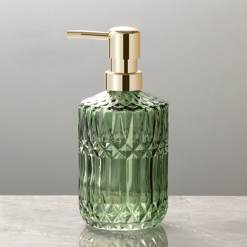 Skanto | CrystalFoam Glass Soap Dispenser | Diamond Pattern Design | Elegant Storage for Soap | Modern Bathroom Decor