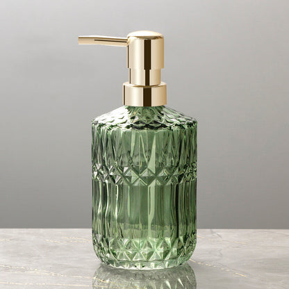 Skanto | CrystalFoam Glass Soap Dispenser | Diamond Pattern Design | Elegant Storage for Soap | Modern Bathroom Decor