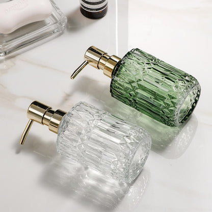 Skanto | CrystalFoam Glass Soap Dispenser | Diamond Pattern Design | Elegant Storage for Soap | Modern Bathroom Decor