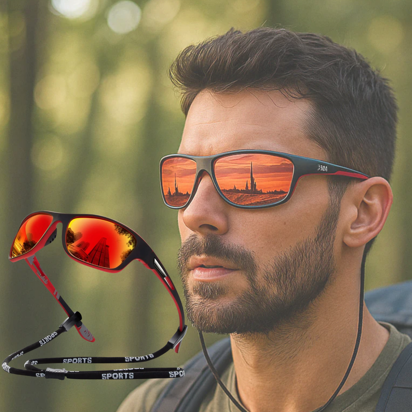 BowLift | Mens Polarised Sports Sunglasses UK – UV400 Wrap Around Sunglasses for Cycling, Running & Outdoor Activities | Lightweight & Glare Protection