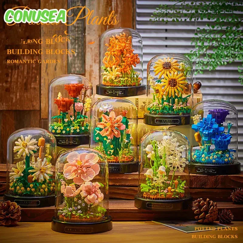 Brehn | BloomBrick DIY Micro Flower Building Blocks | Mini Brick Puzzle | Home Decoration & & Gift Idea for Kids