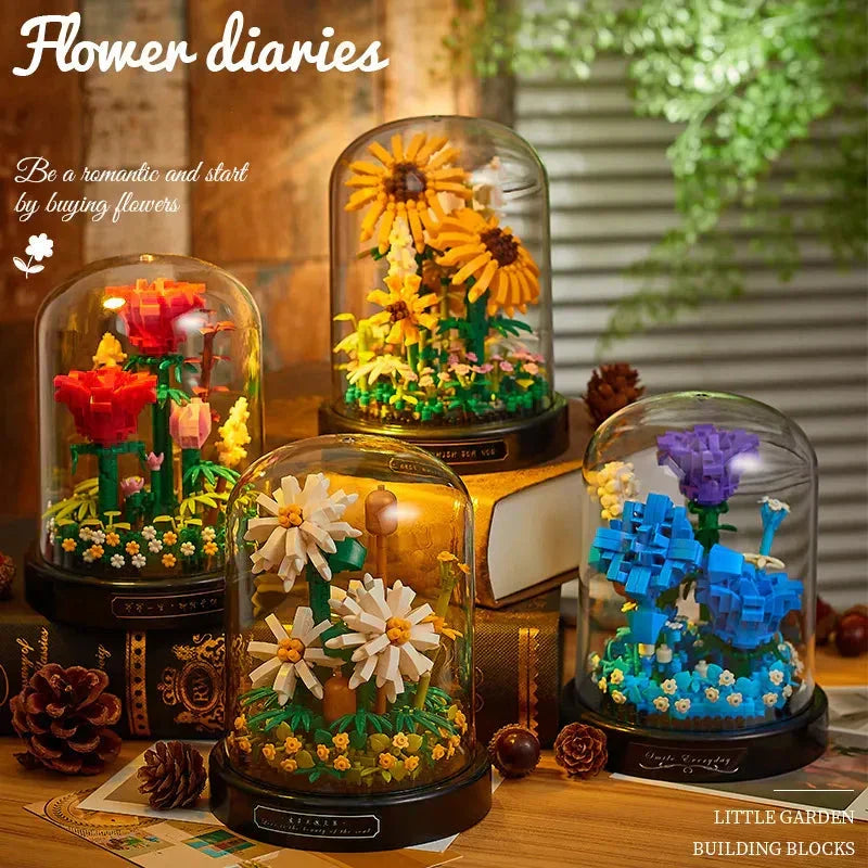 Brehn | BloomBrick DIY Micro Flower Building Blocks | Mini Brick Puzzle | Home Decoration & & Gift Idea for Kids