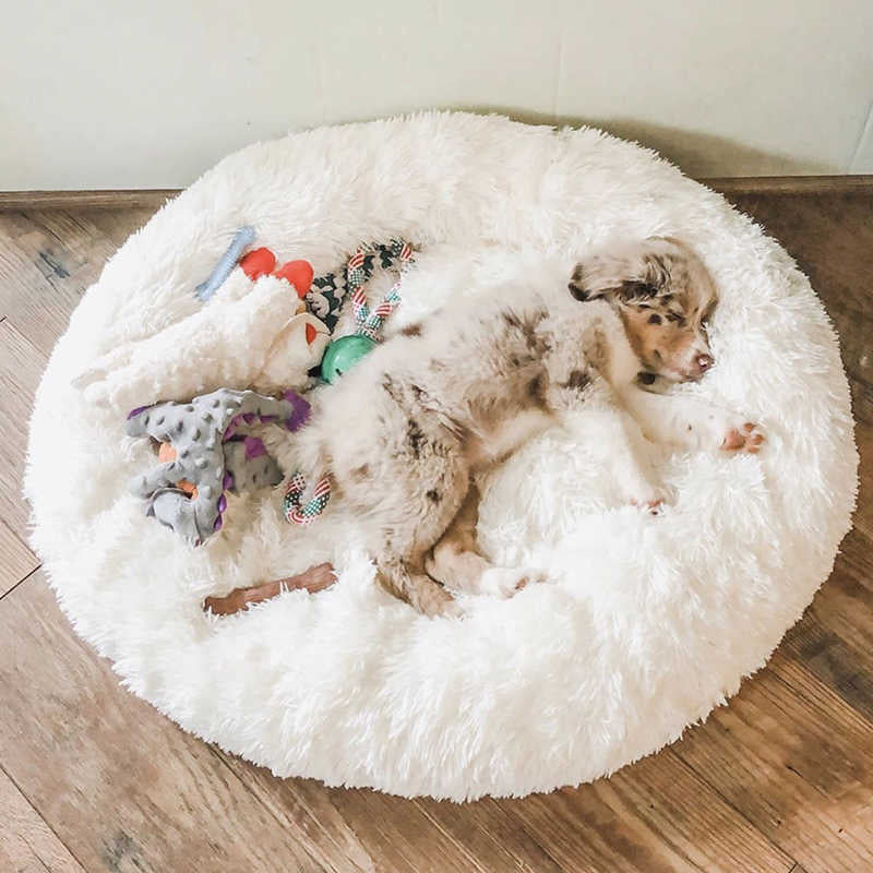Brehn | Round Plush Calming Donut Dog Bed for Small to Large Dogs