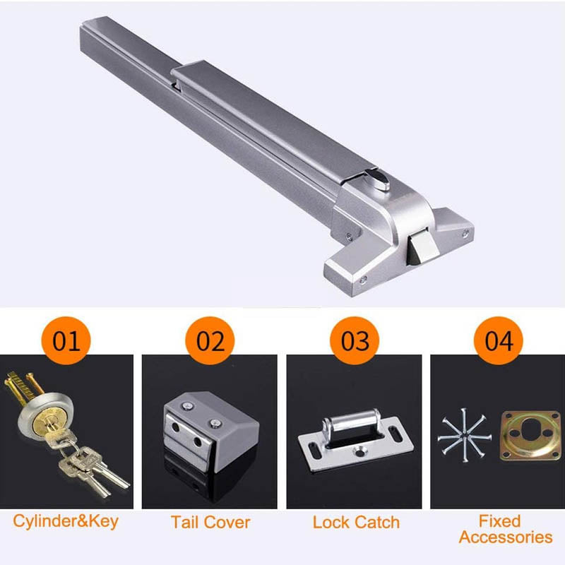 BowLift | Door Push Bar with Exterior Lever Emergency Lock Stainless Steel for Exit Doors  Metal Wood Door