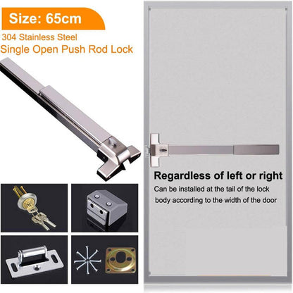 BowLift | Door Push Bar with Exterior Lever Emergency Lock Stainless Steel for Exit Doors  Metal Wood Door