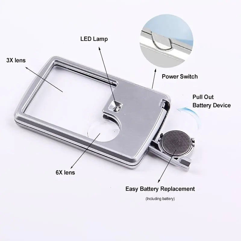 BowLift | Double Lens Magnifier with LED Lighting – Compact and Pocket-Friendly