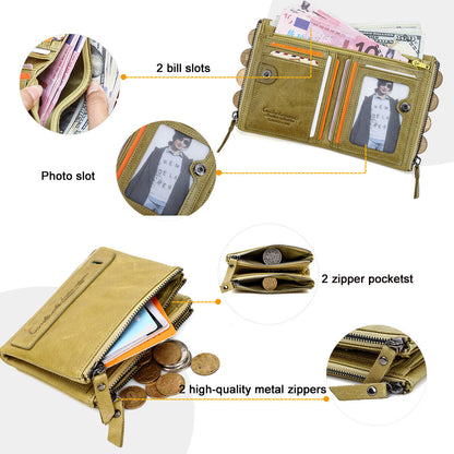 Stylish Double Zipper Wallet Bowlift