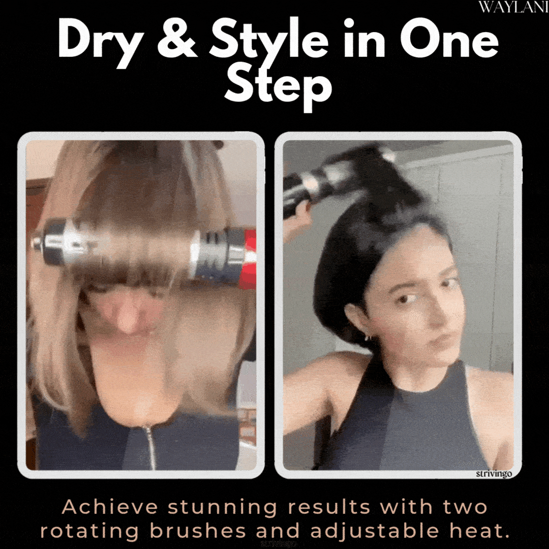 Skanto | 3-in-1 Rotating Hair Dryer and Styler with Adjustable Temperature for Effortless Curls and Waves