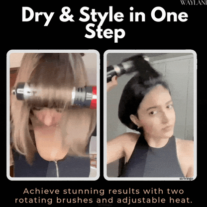 Skanto | 3-in-1 Rotating Hair Dryer and Styler with Adjustable Temperature for Effortless Curls and Waves