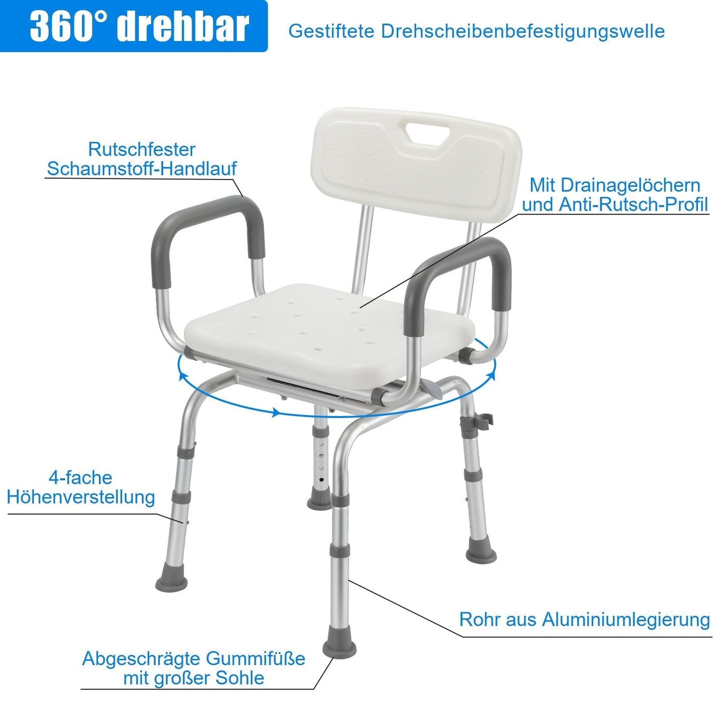 Shower chair shower stool 360° rotatable | Karnz