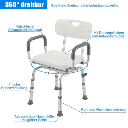Shower chair shower stool 360° rotatable | Karnz