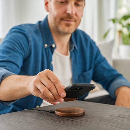 BowLift | Sustainable Qi Fast Charger made of Bamboo with Overheat Protection