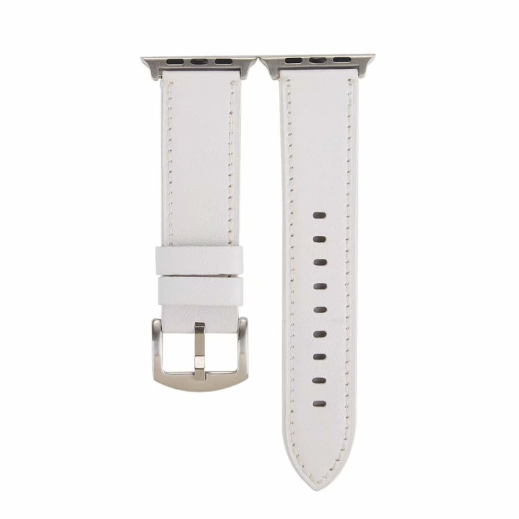 Skanto | Calfskin Genuine Leather Watch Strap For Apple Watch Series 7 45mm / 6 & SE & 5 & 4 44mm / 3 & 2 & 1 42mm (White)