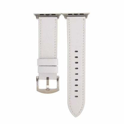 Skanto | Calfskin Genuine Leather Watch Strap For Apple Watch Series 7 45mm / 6 & SE & 5 & 4 44mm / 3 & 2 & 1 42mm (White)