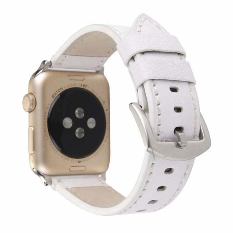 Skanto | Calfskin Genuine Leather Watch Strap For Apple Watch Series 7 45mm / 6 & SE & 5 & 4 44mm / 3 & 2 & 1 42mm (White)