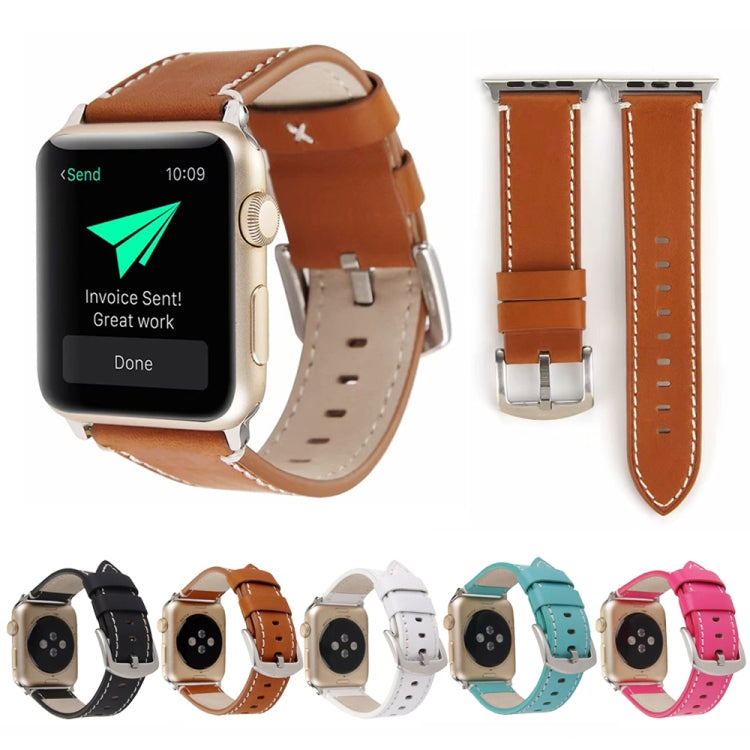 Skanto | Calfskin Genuine Leather Watch Strap For Apple Watch Series 7 45mm / 6 & SE & 5 & 4 44mm / 3 & 2 & 1 42mm (White)
