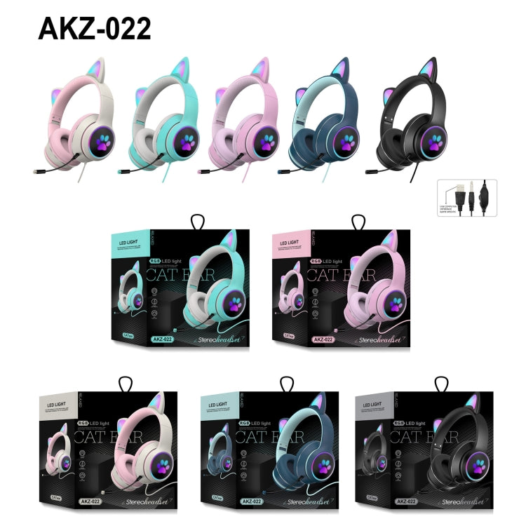 Brehn | AKZ-022 USB + 3.5mm Port Cat Ear Design Foldable LED Headset with Microphone (Black)