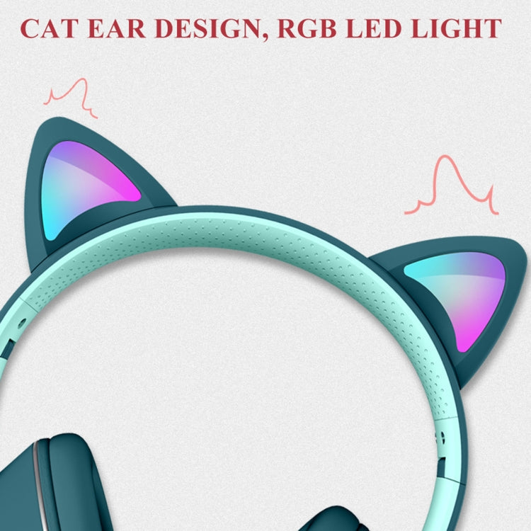 Skanto | AKZ-022 USB + 3.5mm Port Cat Ear Design Foldable LED Headset with Microphone (Black)