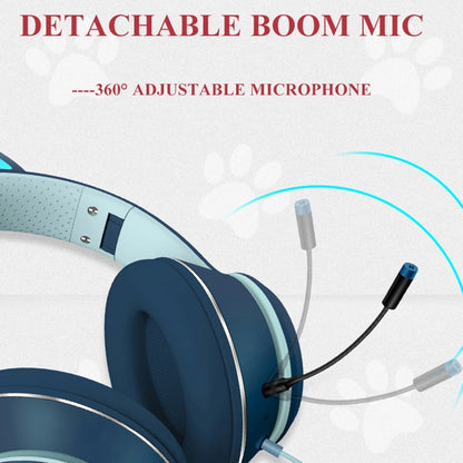 Brehn | AKZ-022 USB + 3.5mm Port Cat Ear Design Foldable LED Headset with Microphone (Black)