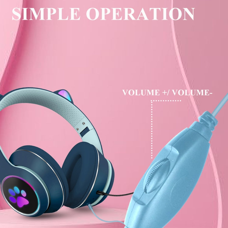 Brehn | AKZ-022 USB + 3.5mm Port Cat Ear Design Foldable LED Headset with Microphone (Black)