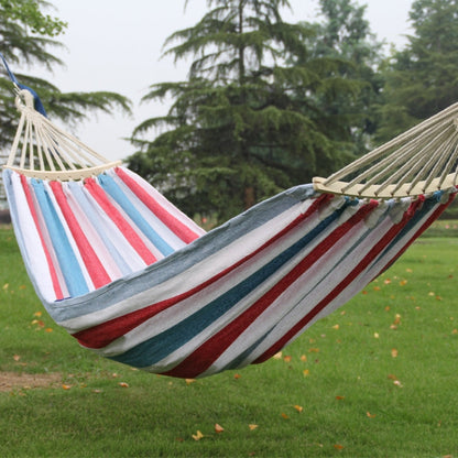 BowLift | Outdoor Double Thick Canvas Hammock Indoor Swing with Removable Curved Bar, Size: 200x100cm (Red White Stripes)