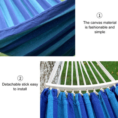 BowLift | Outdoor Double Thick Canvas Hammock Indoor Swing with Removable Curved Bar, Size: 200x100cm (Red White Stripes)