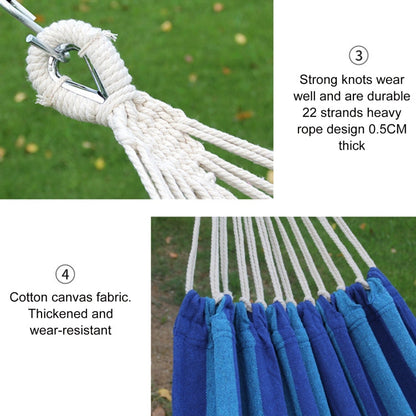 BowLift | Outdoor Double Thick Canvas Hammock Indoor Swing with Removable Curved Bar, Size: 200x100cm (Red White Stripes)