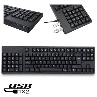 BowLift | Wired USB Left-Handed Keyboard with Dual HUB Function (Black)