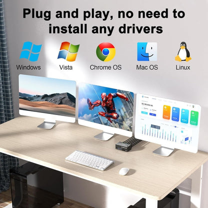 Skanto | KC-KVM203DH 8K 30Hz USB3.0 DP+DP+HDMI Triple Monitors KVM Switch, EU Plugg