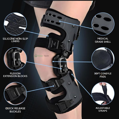 Skanto | Reduced Osteoarthritis Knee Brace | Medial and Lateral Support for Bone-on-Bone Osteoarthritis Relief, Adjustable Size for Enhanced Comfort