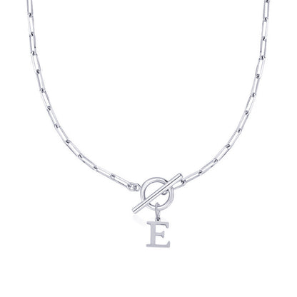 BowLift | Paperclip Letter Initial Circle Lock Clasp Necklace