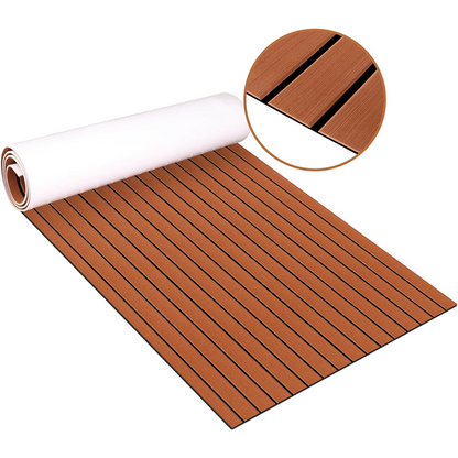 BowLift | 94.5''x36'' EVA Foam Teak Floor Decking Sheet,Non-Skid-Self-Adhesive Flooring Synthetic Deck,Marine Yacht RV Boat Flooring Mats