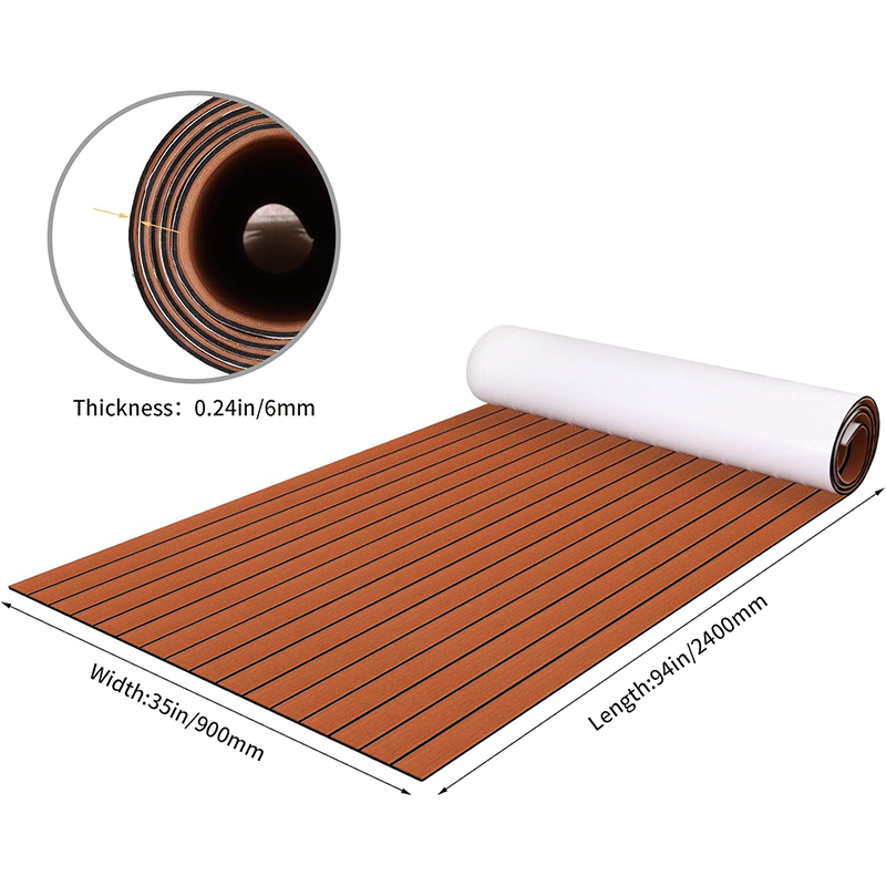 BowLift | 94.5''x36'' EVA Foam Teak Floor Decking Sheet,Non-Skid-Self-Adhesive Flooring Synthetic Deck,Marine Yacht RV Boat Flooring Mats
